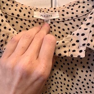 Pleione Women's Button Down Shirt - Cream and Black Polka Dot